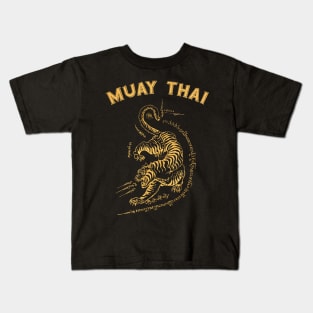 Muay Thai Tiger Sak Yant Tattoo Kickboxing Thailand Kids T-Shirt